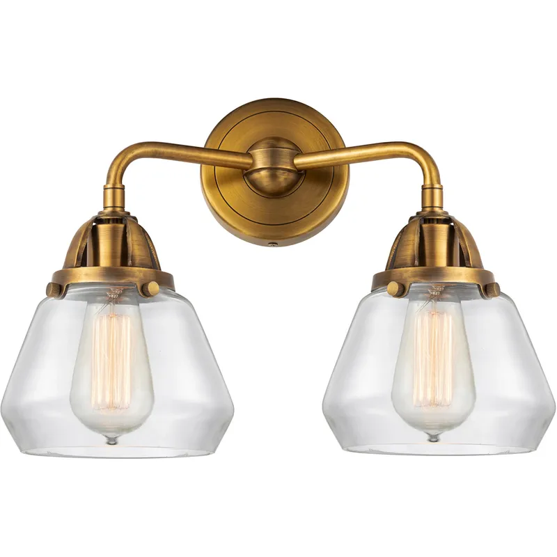Nouveau 2 Fulton LED 14.75 inch Brushed Brass Bath Vanity Light Wall Light in Clear Glass