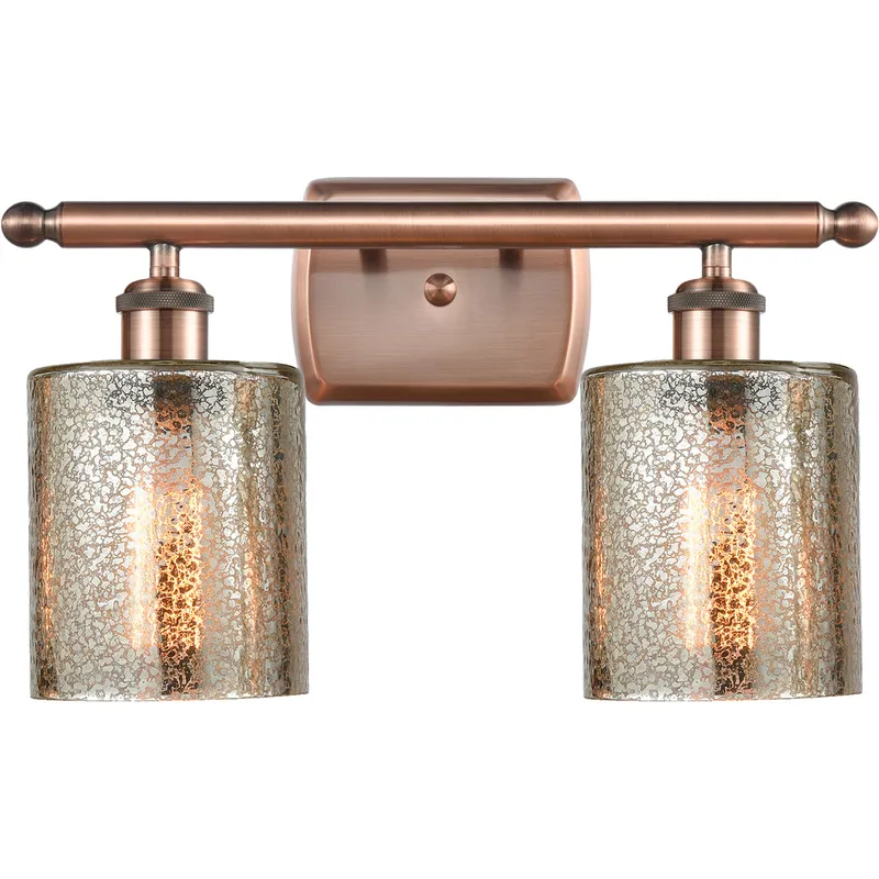 Ballston Cobbleskill LED 16 inch Antique Copper Bath Vanity Light Wall Light in Mercury Glass, Ballston
