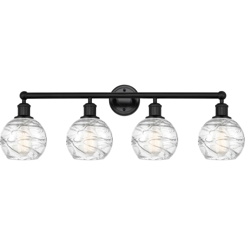 Edison Athens Deco Swirl 4 Light 33 inch Matte Black Bath Vanity Light Wall Light