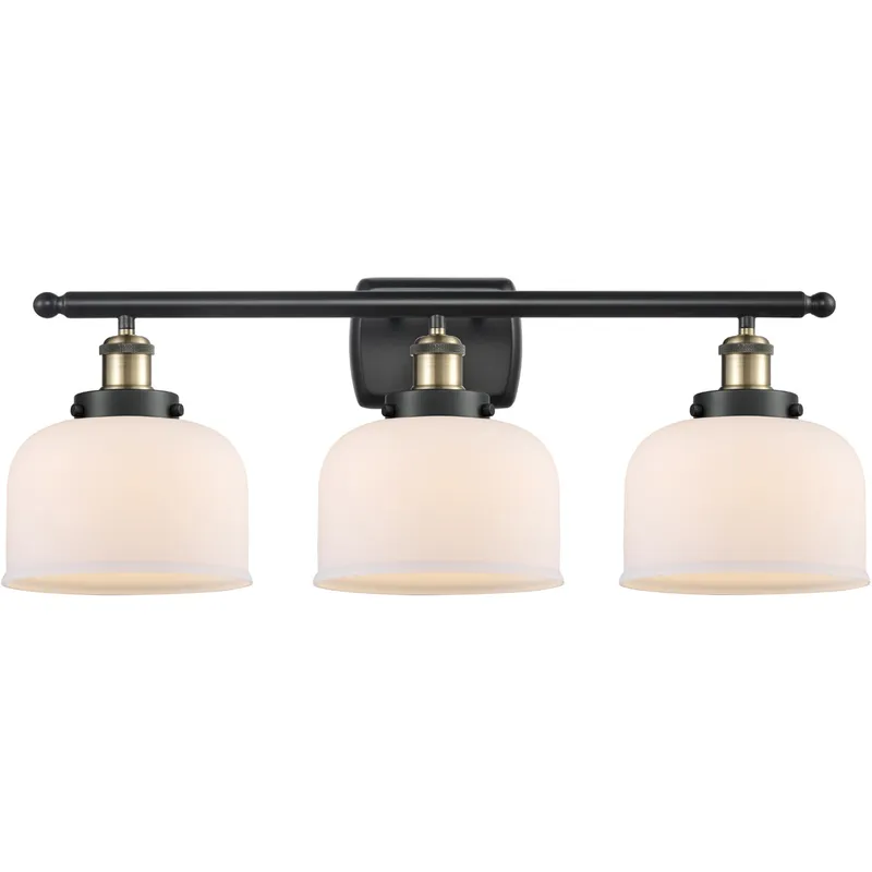 Ballston Large Bell LED 26 inch Black Antique Brass Bath Vanity Light Wall Light in Matte White Glass