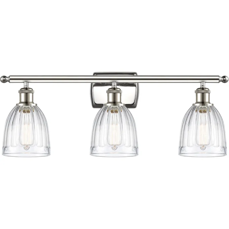 Ballston Brookfield 3 Light 26 inch Polished Nickel Bath Vanity Light Wall Light in Clear Glass, Ballston