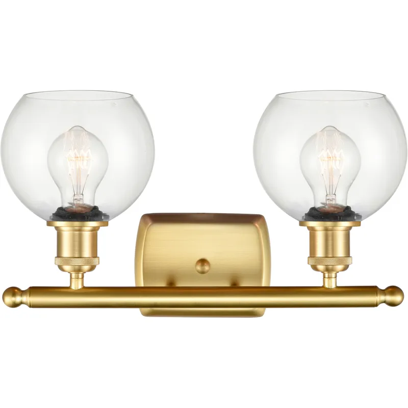 Ballston Athens 2 Light 16 inch Satin Gold Bath Vanity Light Wall Light in Clear Glass