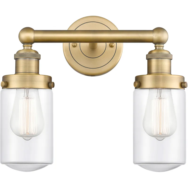 Dover 2 Light 15.5 inch Brushed Brass Bath Vanity Light Wall Light in Clear