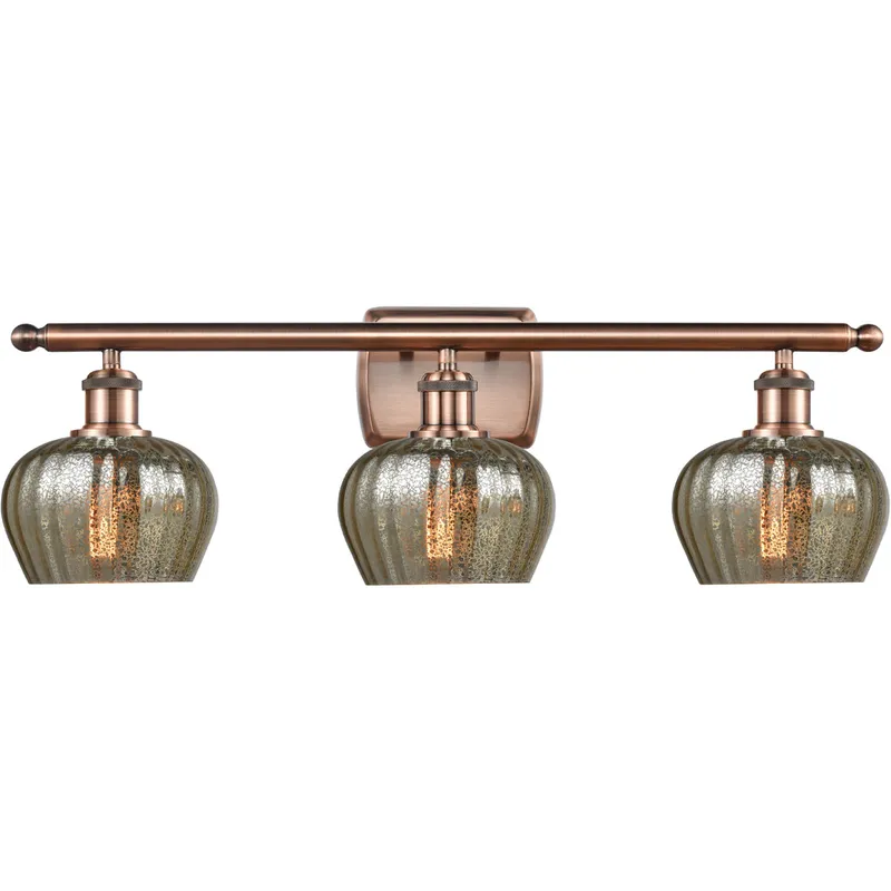 Ballston Fenton LED 26 inch Antique Copper Bath Vanity Light Wall Light in Mercury Glass, Ballston