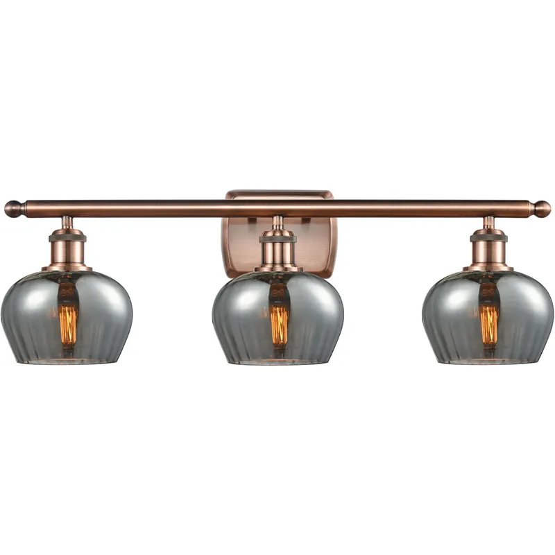 Ballston Fenton LED 26 inch Antique Copper Bath Vanity Light Wall Light in Plated Smoke Glass, Ballston