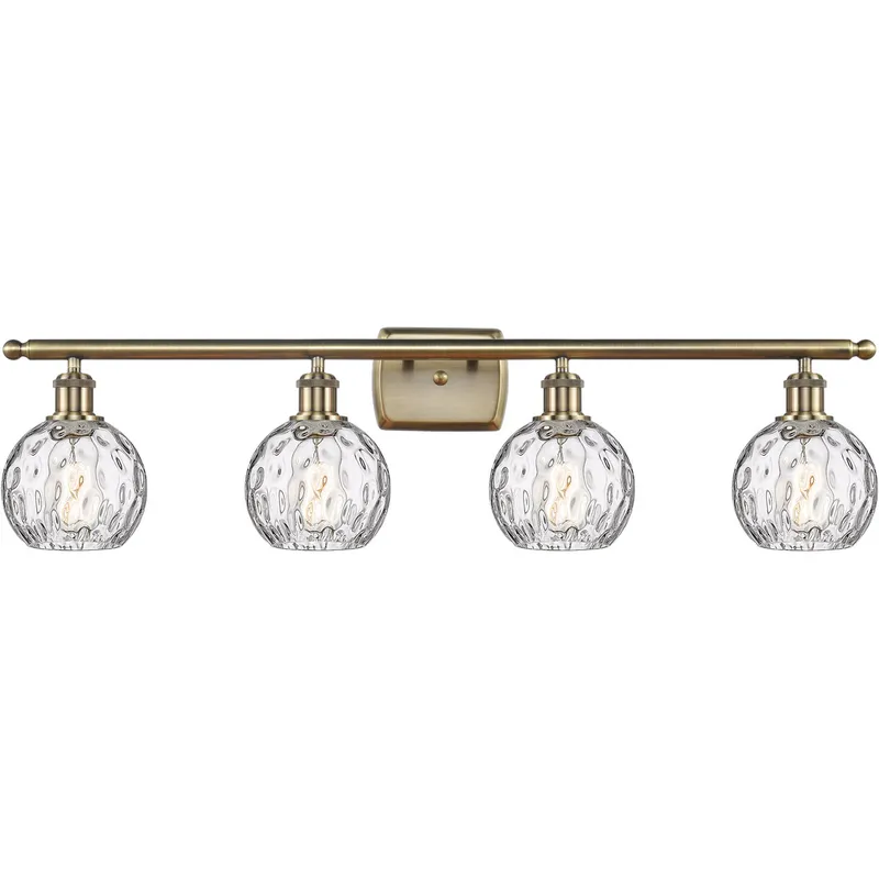 Ballston Athens Water Glass 4 Light 36 inch Antique Brass Bath Vanity Light Wall Light