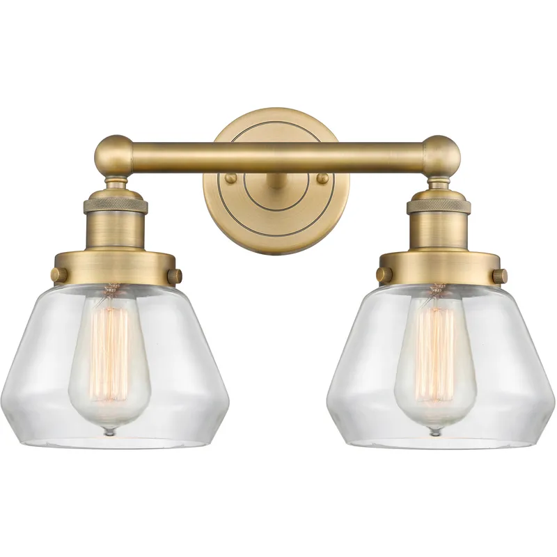 Fulton 2 Light 15.5 inch Brushed Brass Bath Vanity Light Wall Light in Clear