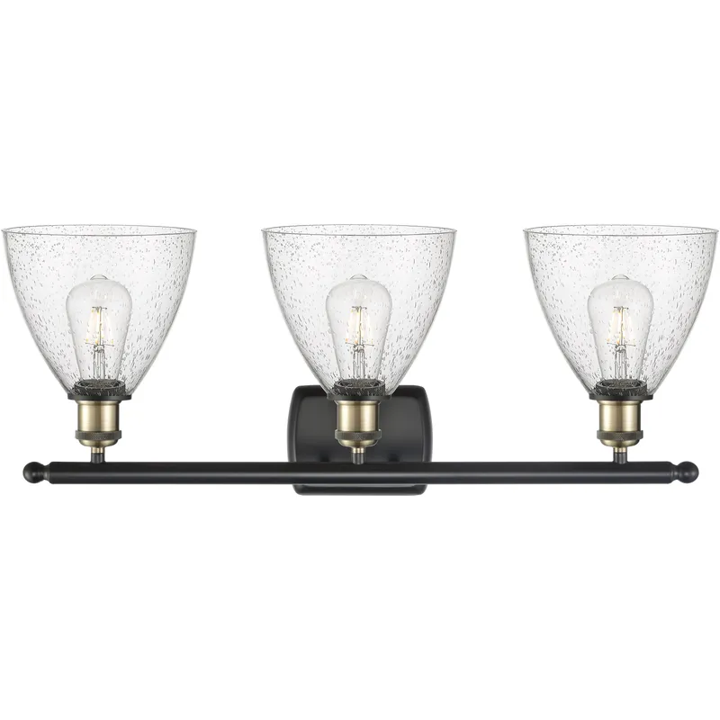 Ballston Ballston Dome LED 28 inch Black Antique Brass Bath Vanity Light Wall Light in Seedy Glass