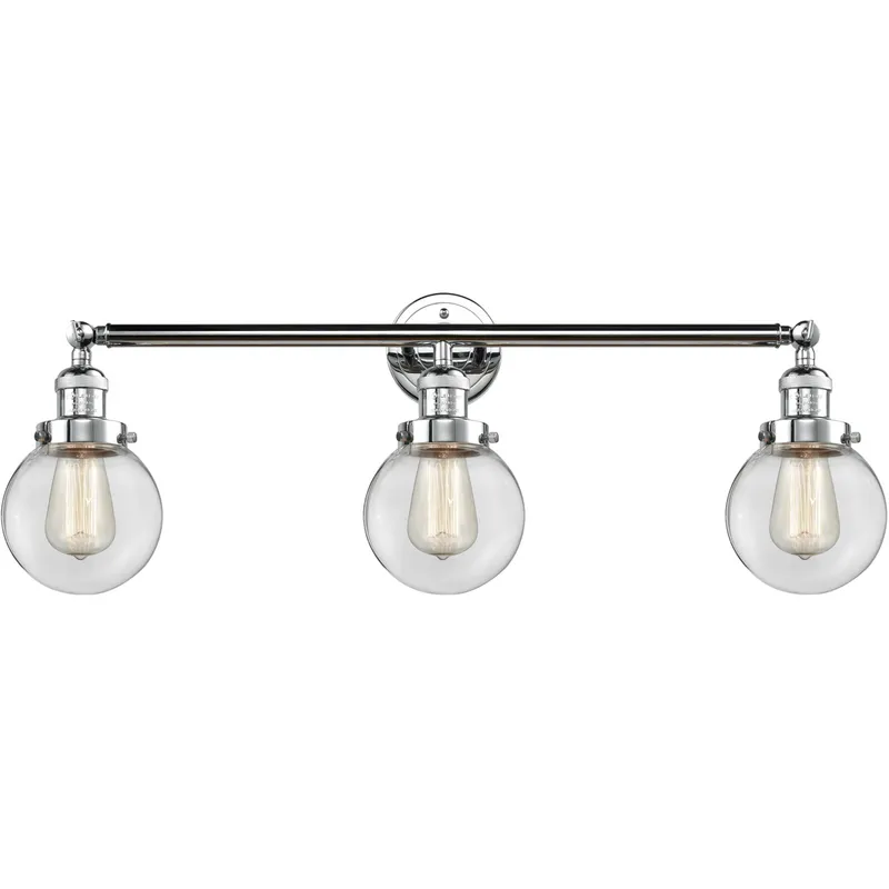 Franklin Restoration Beacon LED 30 inch Polished Chrome Bath Vanity Light Wall Light in Clear Glass, Franklin Restoration