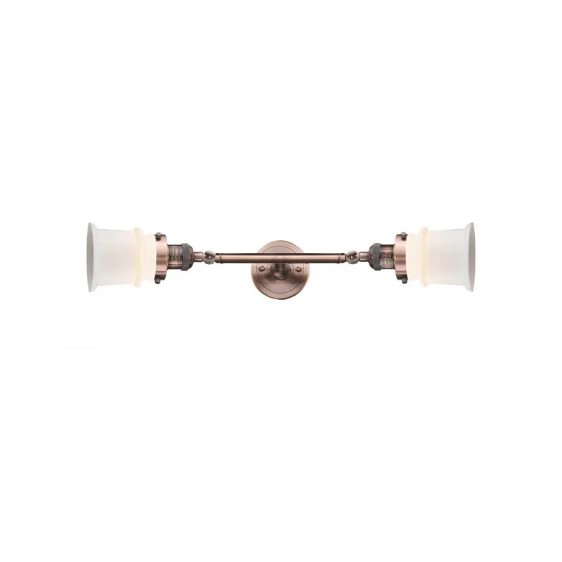 Franklin Restoration Small Canton 2 Light 6 inch Antique Copper Bath Vanity Light Wall Light in Matte White Glass, Franklin Restoration