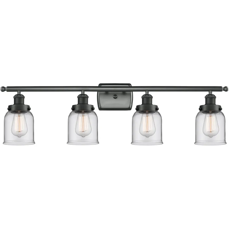 Ballston Small Bell LED 36 inch Matte Black Bath Vanity Light Wall Light in Clear Glass, Ballston