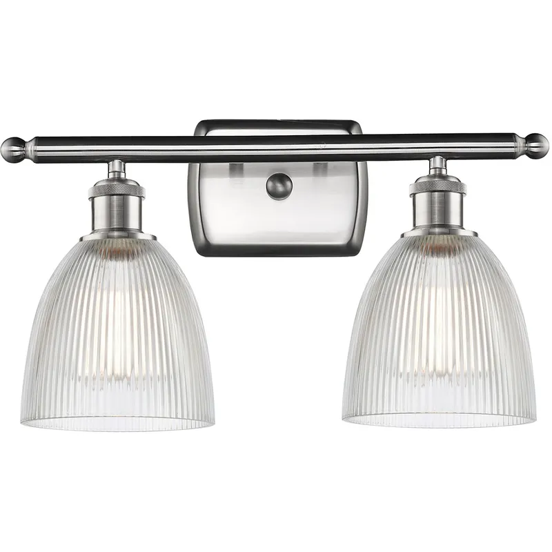 Ballston Castile 2 Light 16 inch Brushed Satin Nickel Bath Vanity Light Wall Light in Clear Glass, Ballston