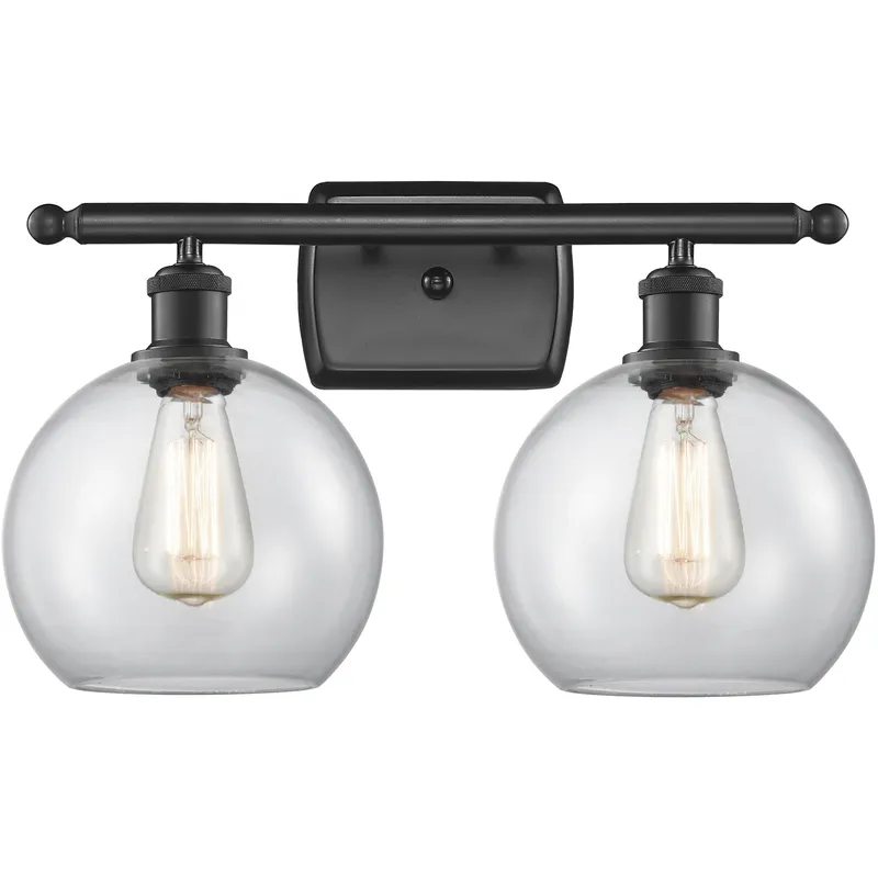 Ballston Athens LED 18 inch Matte Black Bath Vanity Light Wall Light in Clear Glass