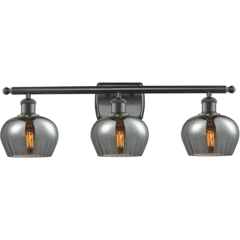 Ballston Fenton LED 26 inch Matte Black Bath Vanity Light Wall Light in Plated Smoke Glass, Ballston