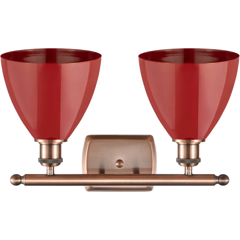 Ballston Plymouth Dome 2 Light 18 inch Antique Copper Bath Vanity Light Wall Light in Matte Red