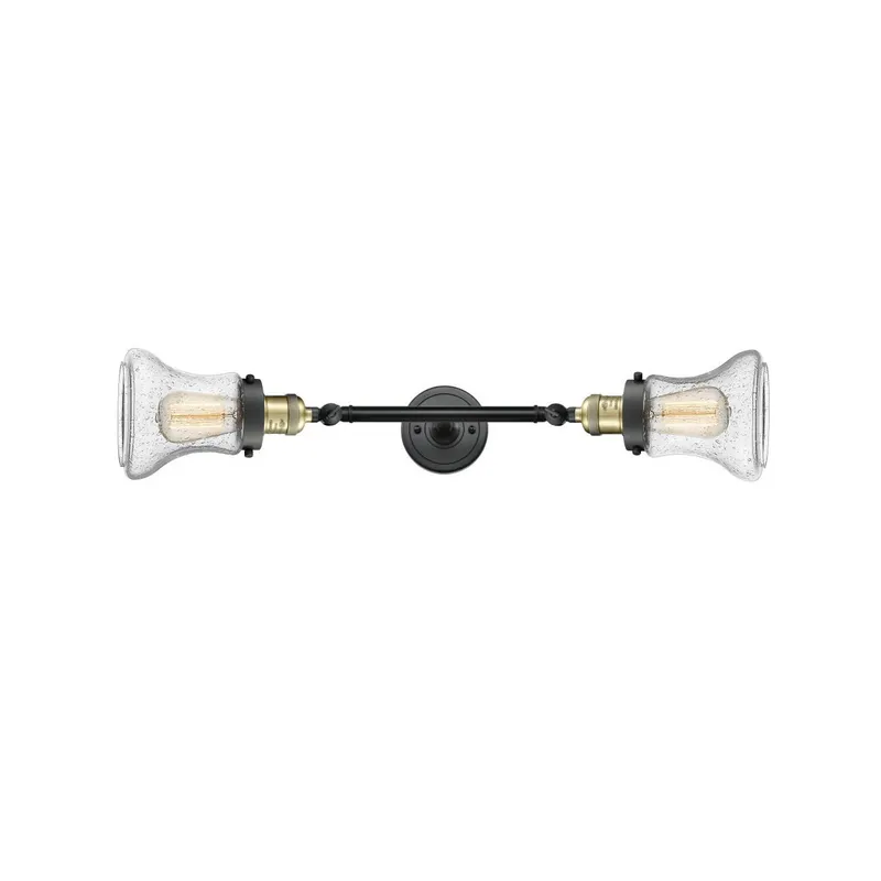 Franklin Restoration Bellmont LED 6 inch Black Antique Brass Bath Vanity Light Wall Light in Seedy Glass, Franklin Restoration