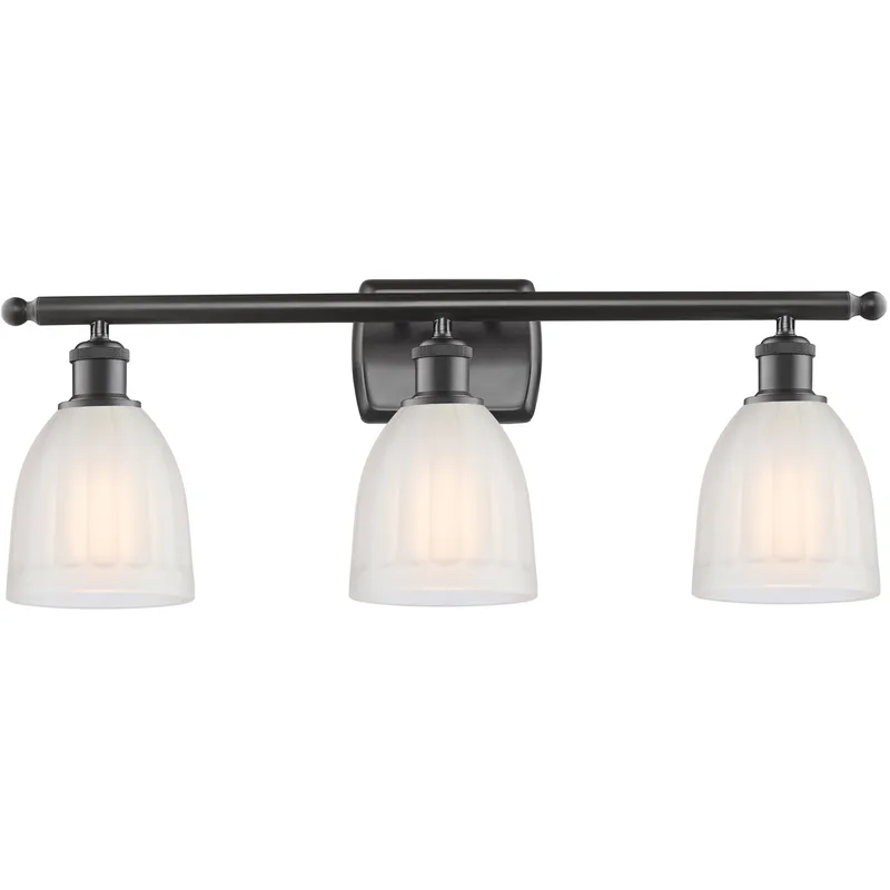 Ballston Brookfield 3 Light 26 inch Oil Rubbed Bronze Bath Vanity Light Wall Light in White Glass, Ballston