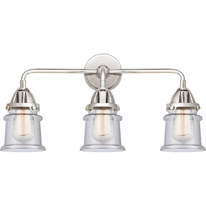 Nouveau 2 Small Canton LED 23.25 inch Polished Chrome Bath Vanity Light Wall Light in Seedy Glass