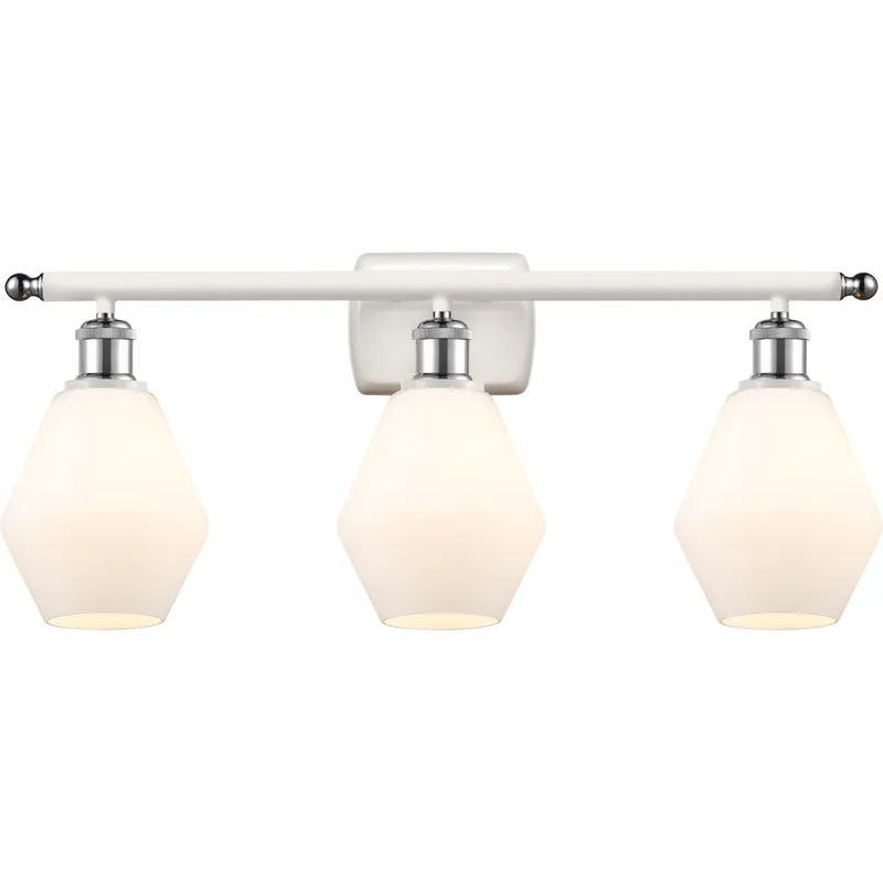 Ballston Cindyrella 3 Light 26 inch White and Polished Chrome Bath Vanity Light Wall Light in Incandescent, Matte White Glass
