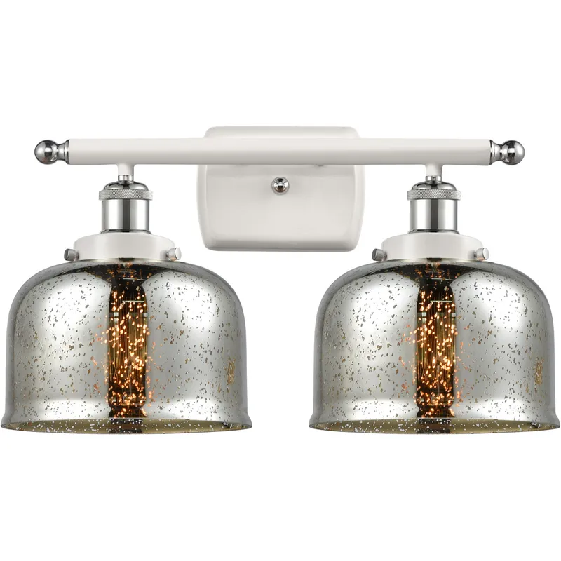 Ballston Bell 2 Light 16 inch White and Polished Chrome Bath Vanity Light Wall Light
