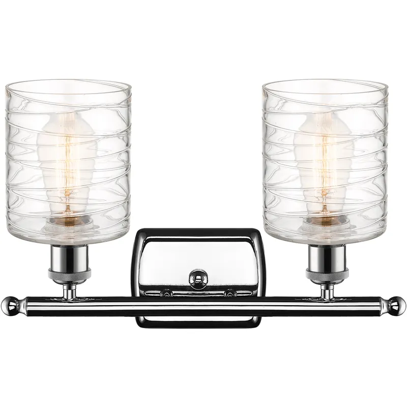 Ballston Cobbleskill LED 16 inch Polished Chrome Bath Vanity Light Wall Light in Deco Swirl Glass