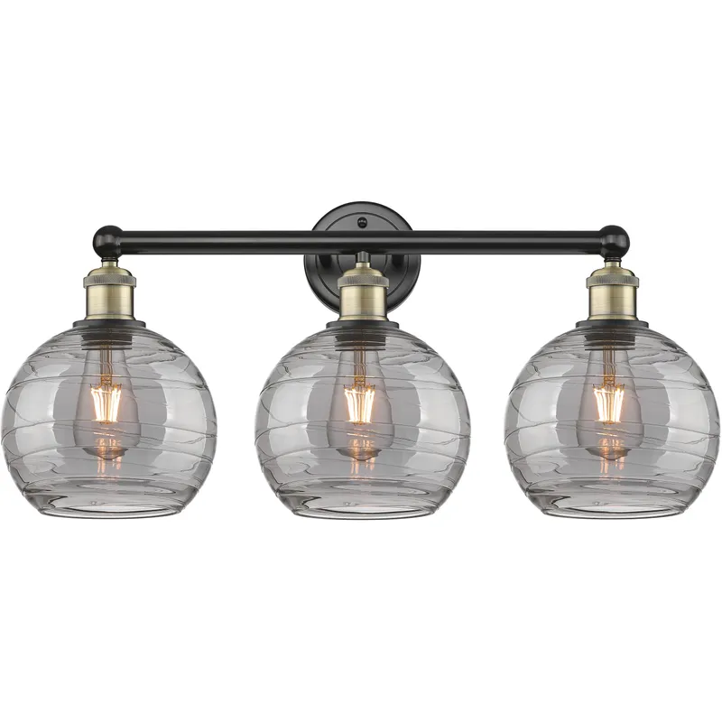 Edison Athens Deco Swirl 3 Light 26 inch Black Antique Brass Bath Vanity Light Wall Light