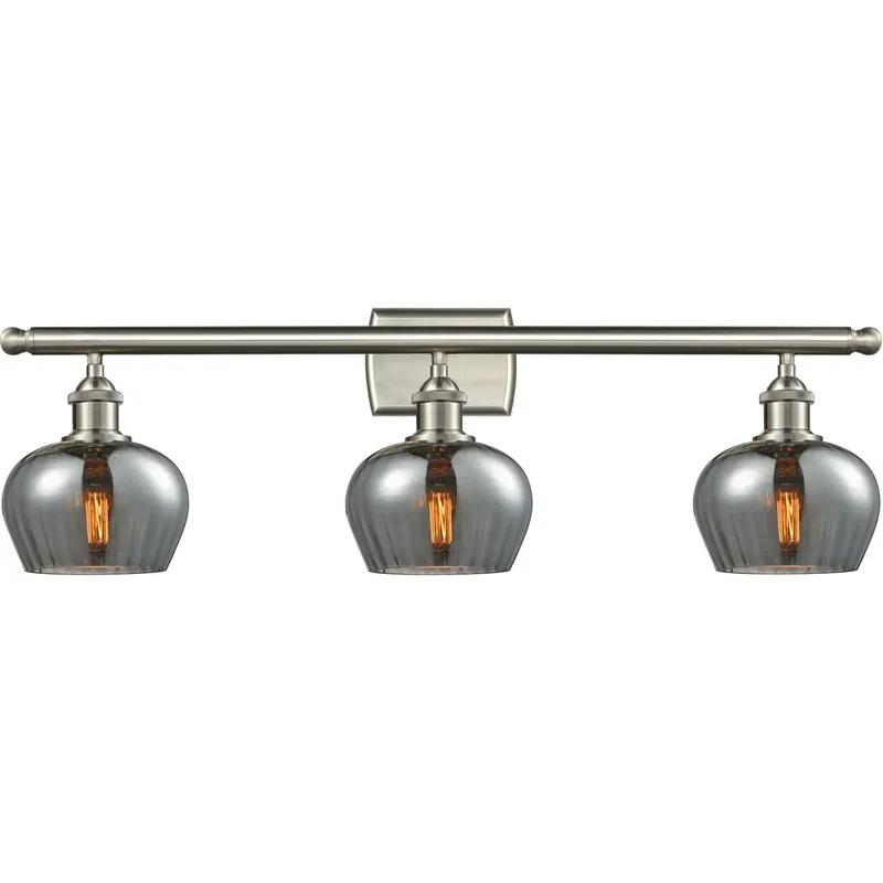 Ballston Fenton LED 26 inch Brushed Satin Nickel Bath Vanity Light Wall Light in Plated Smoke Glass, Ballston