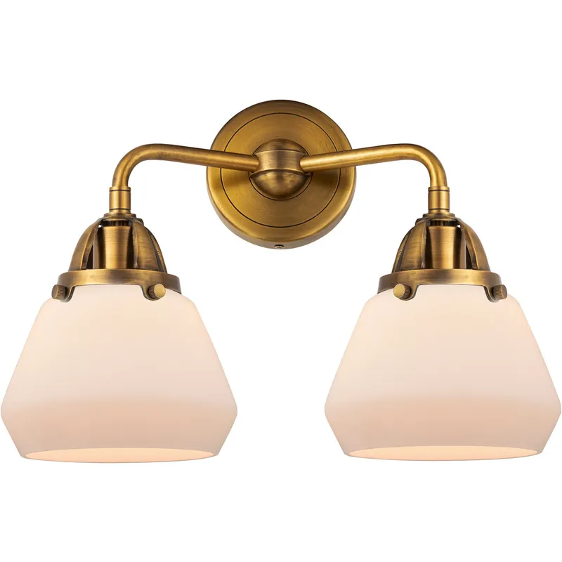 Nouveau 2 Fulton LED 14.75 inch Brushed Brass Bath Vanity Light Wall Light in Matte White Glass