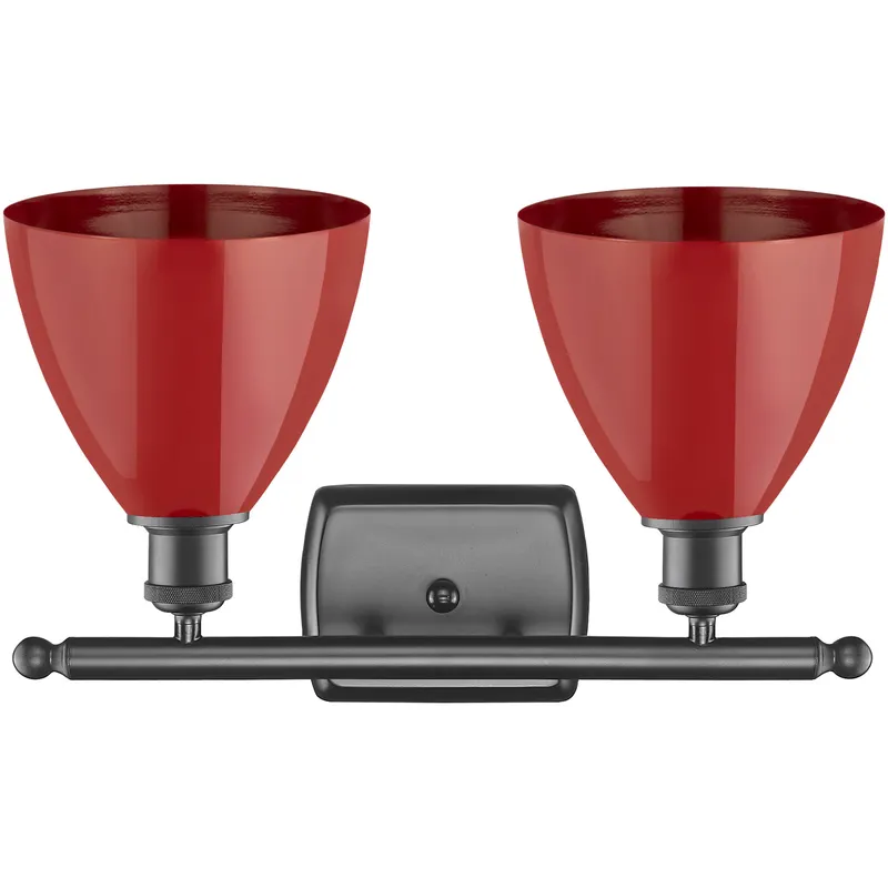 Ballston Plymouth Dome 2 Light 18 inch Oil Rubbed Bronze Bath Vanity Light Wall Light in Matte Red
