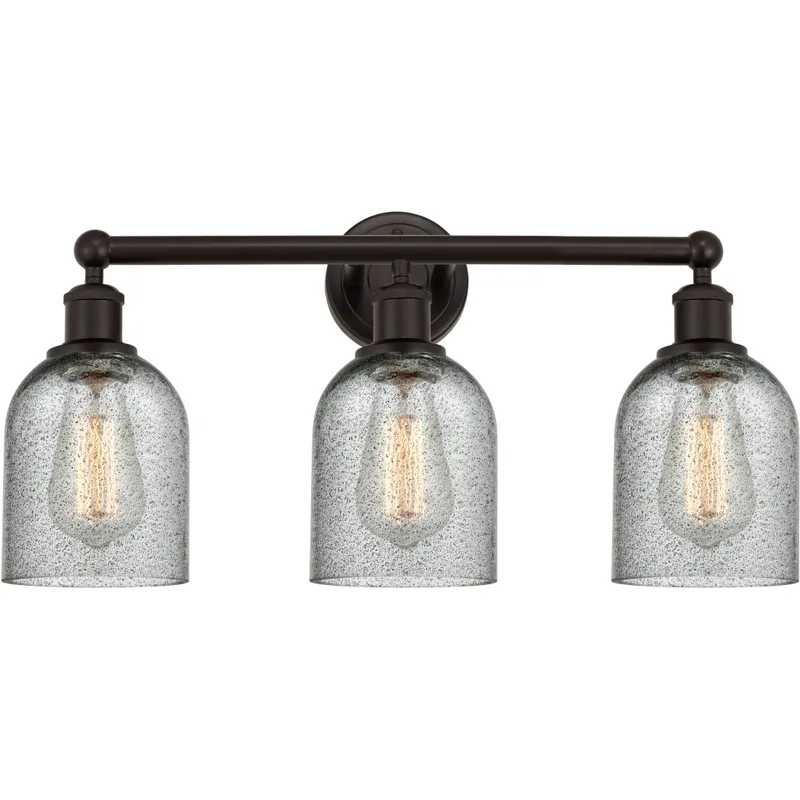 Edison Caledonia 3 Light 23 inch Oil Rubbed Bronze Bath Vanity Light Wall Light in Charcoal Glass