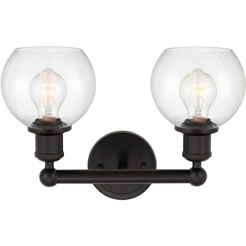Edison Athens 2 Light 15 inch Oil Rubbed Bronze Bath Vanity Light Wall Light in Clear Glass