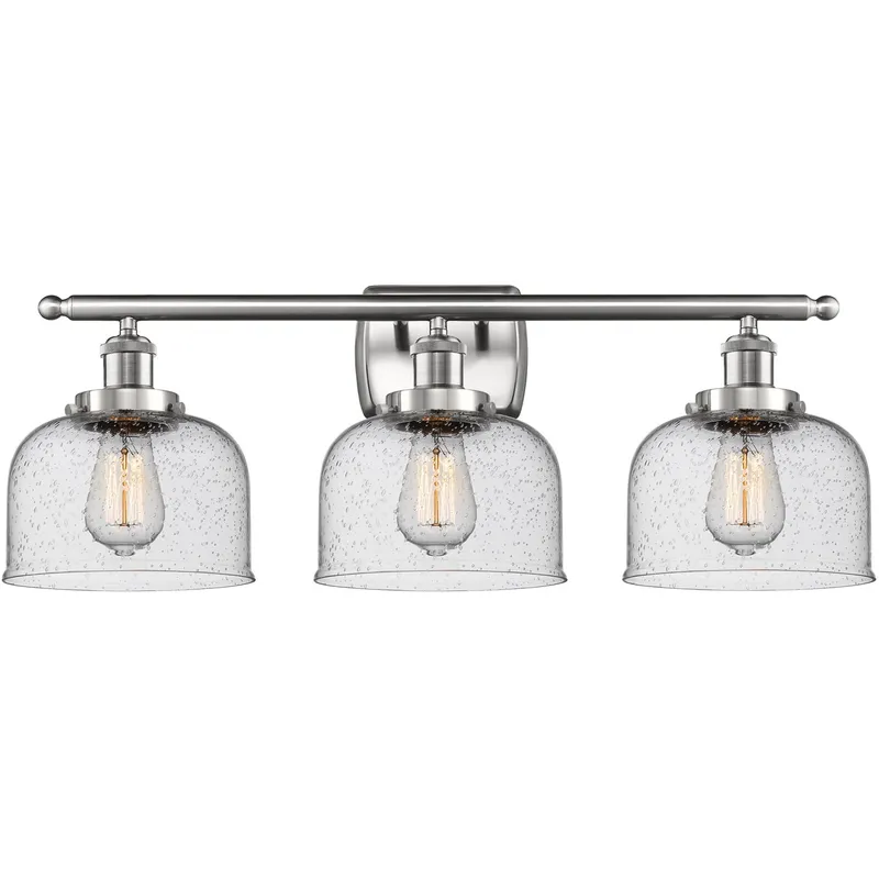 Ballston Large Bell LED 26 inch Brushed Satin Nickel Bath Vanity Light Wall Light in Seedy Glass, Ballston