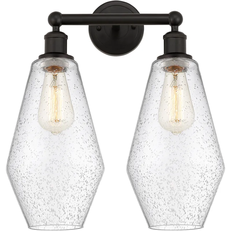 Cindyrella 2 Light 16 inch Oil Rubbed Bronze Bath Vanity Light Wall Light in Seedy Glass