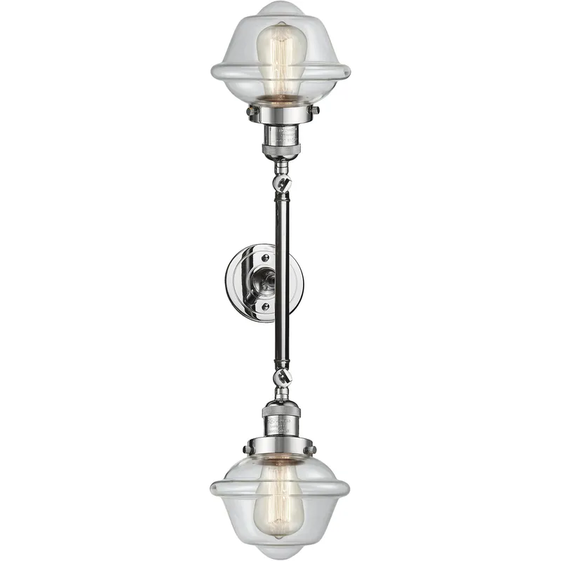 Franklin Restoration Small Oxford 2 Light 17 inch Polished Chrome Bath Vanity Light Wall Light in Clear Glass, Franklin Restoration