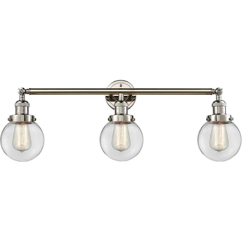 Franklin Restoration Beacon LED 30 inch Polished Nickel Bath Vanity Light Wall Light in Clear Glass, Franklin Restoration
