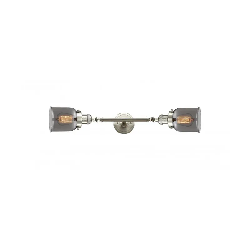 Franklin Restoration Small Bell LED 5 inch Brushed Satin Nickel Bath Vanity Light Wall Light in Plated Smoke Glass, Franklin Restoration