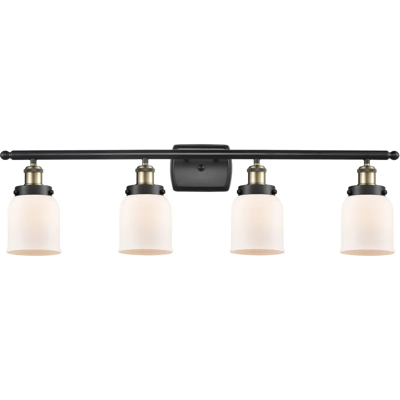 Ballston Small Bell LED 36 inch Black Antique Brass Bath Vanity Light Wall Light in Matte White Glass
