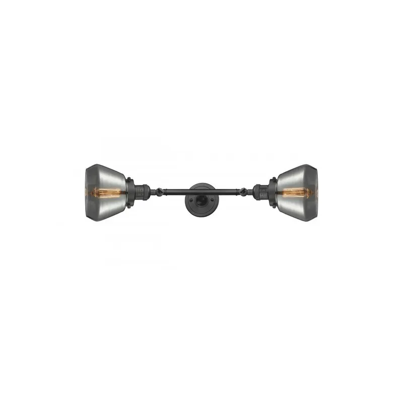 Franklin Restoration Fulton 2 Light 7 inch Oil Rubbed Bronze Bath Vanity Light Wall Light in Plated Smoke Glass, Franklin Restoration