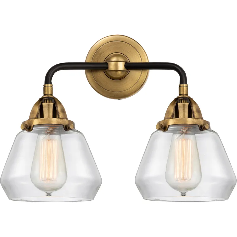 Nouveau 2 Fulton LED 14.75 inch Black Antique Brass Bath Vanity Light Wall Light in Clear Glass