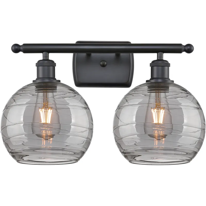 Ballston Athens Deco Swirl 2 Light 18 inch Matte Black Bath Vanity Light Wall Light