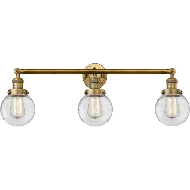 Franklin Restoration Beacon LED 30 inch Brushed Brass Bath Vanity Light Wall Light in Clear Glass, Franklin Restoration
