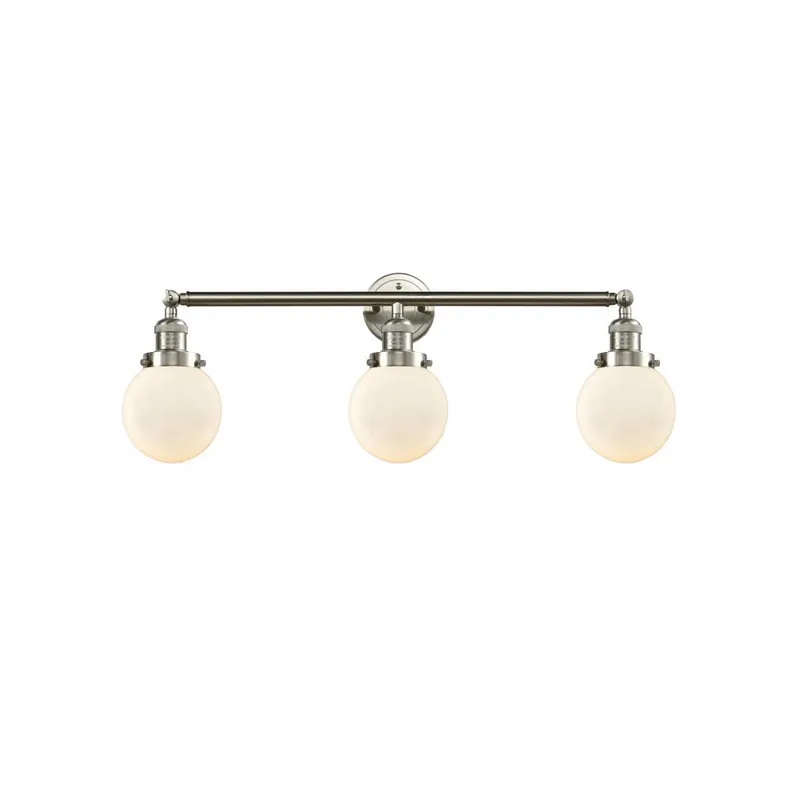 Franklin Restoration Beacon LED 30 inch Brushed Satin Nickel Bath Vanity Light Wall Light in Matte White Glass, Franklin Restoration