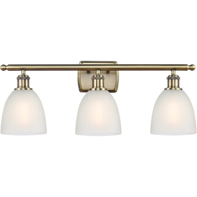 Ballston Castile 3 Light 26 inch Antique Brass Bath Vanity Light Wall Light in Incandescent, Matte White Glass, Ballston