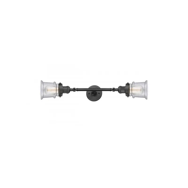 Franklin Restoration Small Canton 2 Light 6 inch Oil Rubbed Bronze Bath Vanity Light Wall Light in Seedy Glass, Franklin Restoration