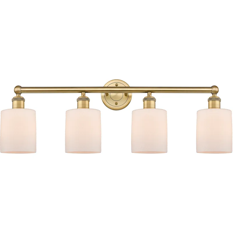 Cobbleskill 4 Light 32 inch Brushed Brass Bath Vanity Light Wall Light in Matte White