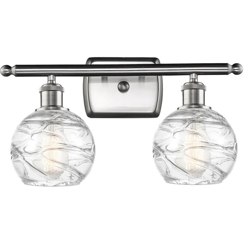 Ballston Small Deco Swirl 2 Light 16 inch Brushed Satin Nickel Bath Vanity Light Wall Light, Ballston