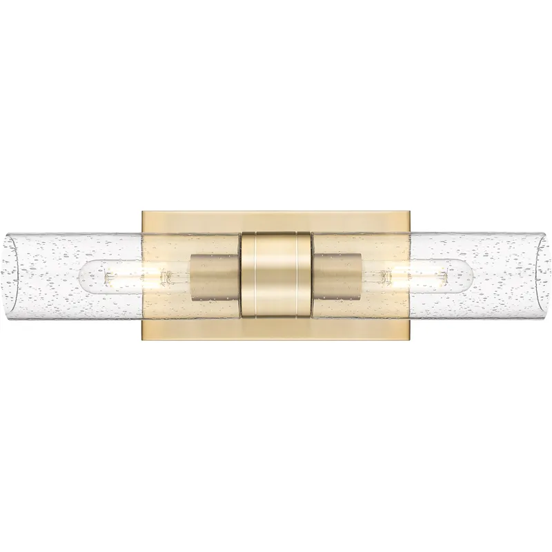 Boreas 2 Light 18 inch Champagne Bronze Linear Bath Vanity Light Wall Light in Seedy Glass