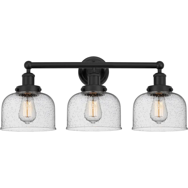 Bell 3 Light 24.5 inch Matte Black Bath Vanity Light Wall Light