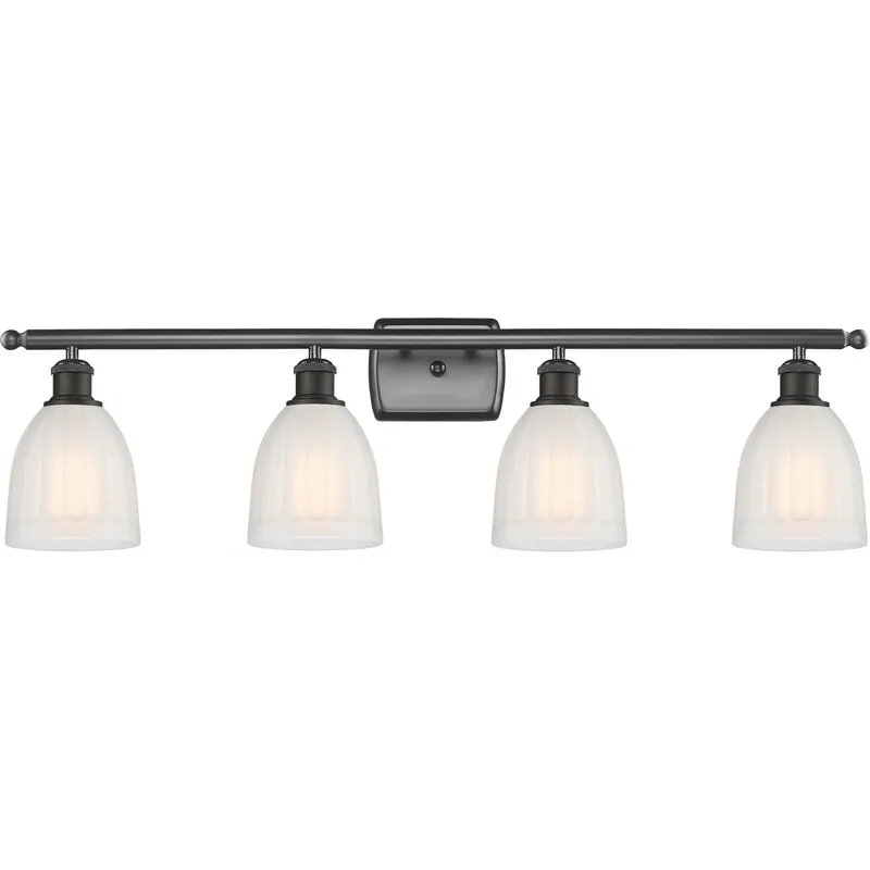 Ballston Brookfield 4 Light 36 inch Oil Rubbed Bronze Bath Vanity Light Wall Light in White Glass, Ballston