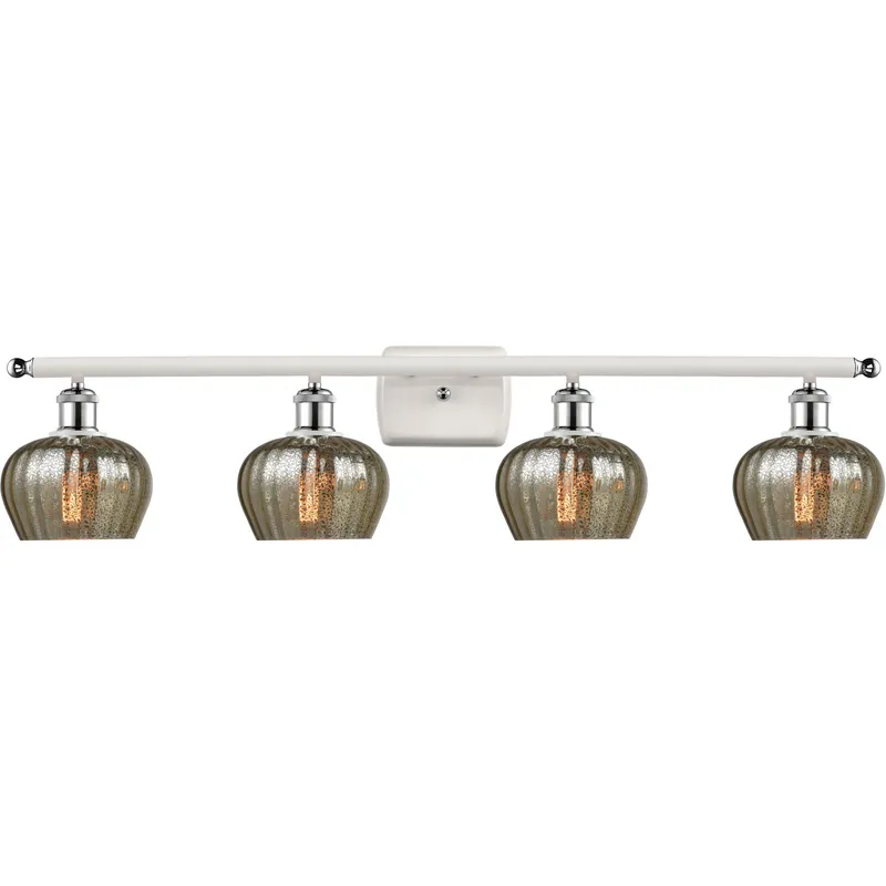 Ballston Fenton LED 36 inch White and Polished Chrome Bath Vanity Light Wall Light in Mercury Glass, Ballston